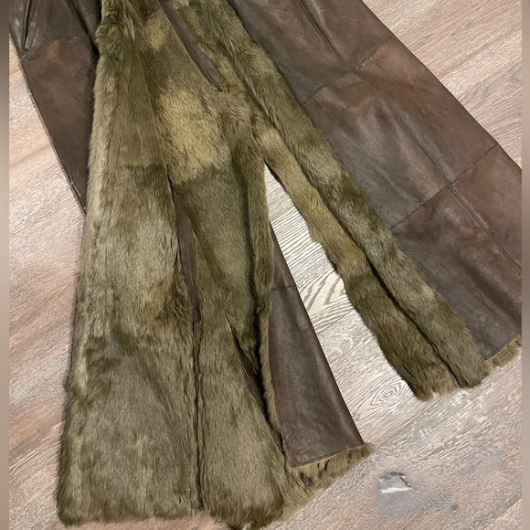 Long Fox fur & real leather jacket just like new & perfect for cold weather. - Picture 8 of 9